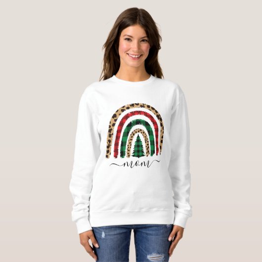 Sweatshirt Maman Plaid et Empreinte de léopard Rainbow Sweats (Devant entier)