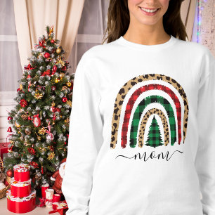 Sweatshirt Maman Plaid et Empreinte de léopard Rainbow Sweats