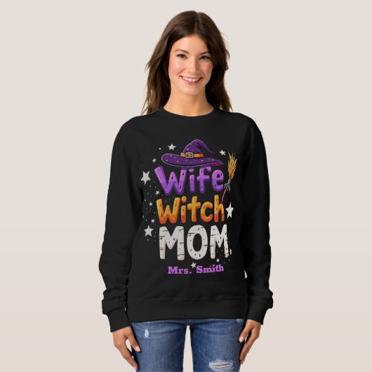 Sweatshirt Maman sorcière d'Halloween (Devant entier)