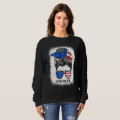 Sweatshirt Maman Vie Messager Lunettes de bébé Drapeau améric (Devant entier)
