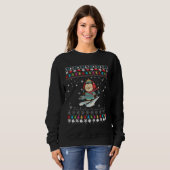 Sweatshirt Manchot de Noël qui fait du ski (Devant entier)
