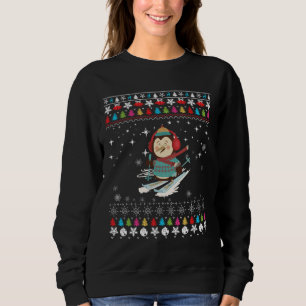 Sweatshirt Manchot de Noël qui fait du ski