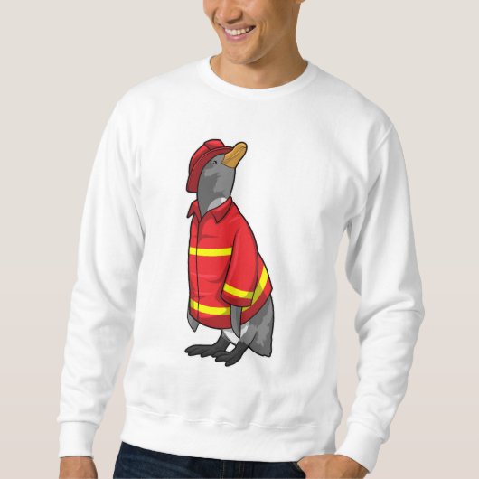 Sweatshirt Manchot pompier avec casque (Devant)