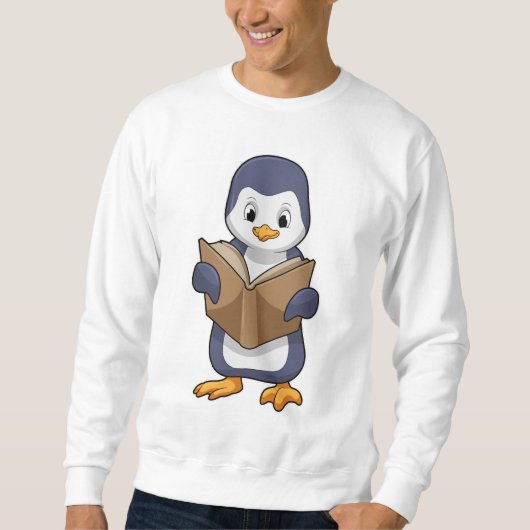 Sweatshirt Manchot studieux avec livre (Devant)