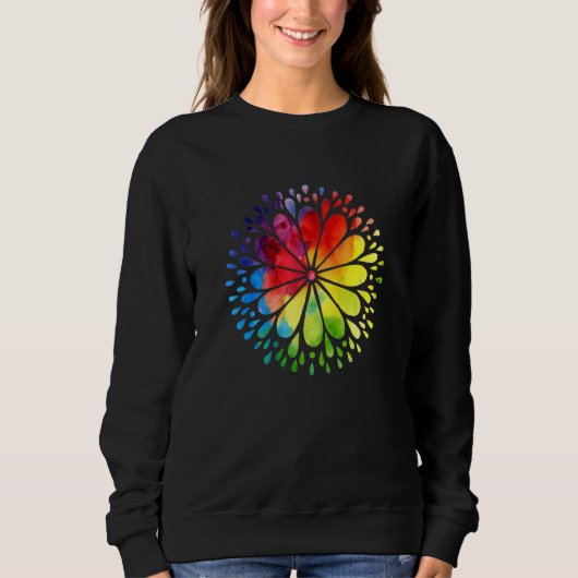 Sweatshirt Mandala aux fleurs colorées (Devant)