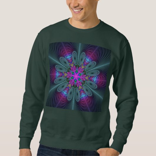 Sweatshirt Mandala Colorful spiritual Fractal Art With Pink (Devant)