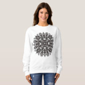 Sweatshirt Mandala de champignons psychédéliques noir et blan (Devant entier)