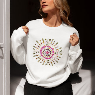 Sweatshirt Mandala floral unique l'Art de la fleur pressée