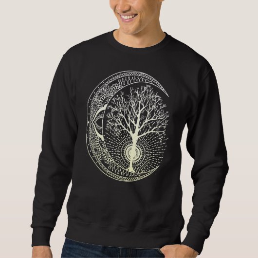 Sweatshirt Mandala Moon Tree Of Life Tattoo Style (Devant)