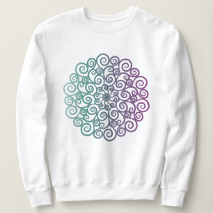 Sweatshirt Mandala turquoise floral violet moderne ombre