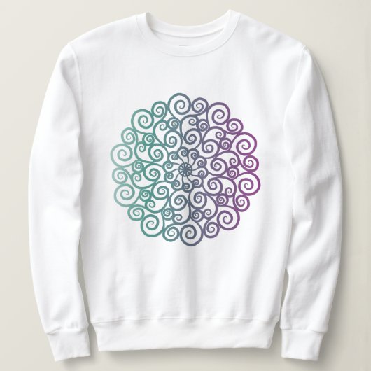 Sweatshirt Mandala turquoise floral violet moderne ombre (Design devant)