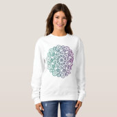 Sweatshirt Mandala turquoise floral violet moderne ombre (Devant entier)