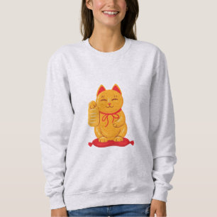 Sweatshirt Maneki Neko Chat d'or japonais, Symbole de richess