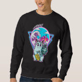 Sweatshirt Maneki-Neko Cyberpunk Chat Avec Vapeur Vave (Devant)
