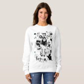 Sweatshirt manga kawaii black and white (Devant entier)