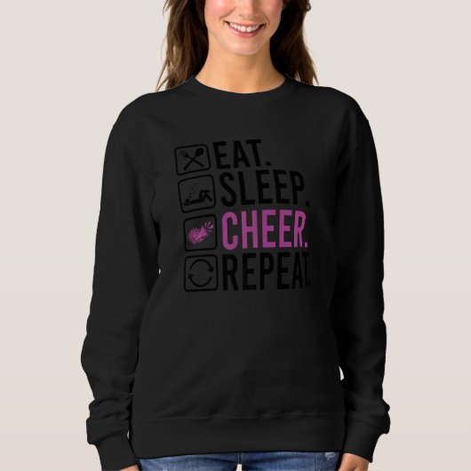 Sweatshirt Manger Dormir Acclamer Répéter Cheerleading Cheerl (Devant)