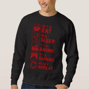 Sweatshirt Manger Dormir Anime Jeux Vidéo Répéter Homme Adole