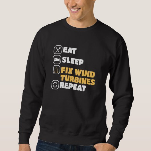 Sweatshirt Manger Dormir Fixer Vent Turbine Technicien Windmi (Devant)