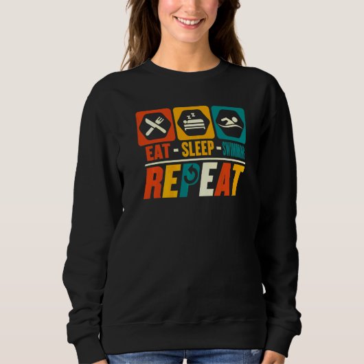 Sweatshirt Manger Dormir Natation Répéter Vacances d'été Nag (Devant)