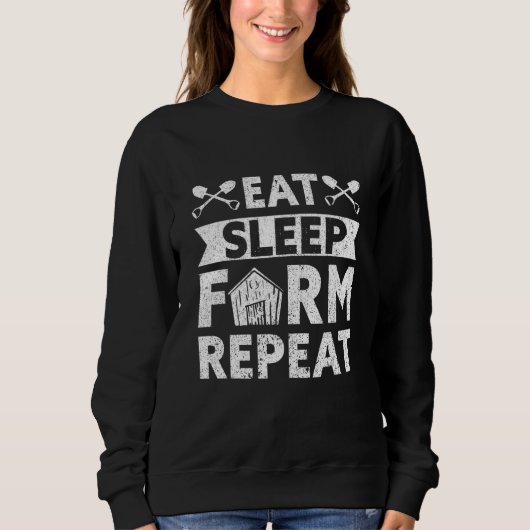 Sweatshirt Manger Ferme de sommeil Répéter Fermier local (Devant)