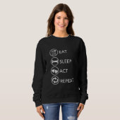 Sweatshirt Mangez le sommeil Acte Répéter Acteurs Don intérim (Devant entier)