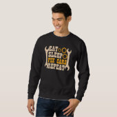 Sweatshirt Mangez le sommeil Fixer les voitures Répéter Mécan (Devant entier)