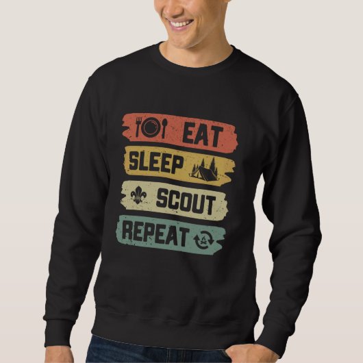 Sweatshirt Mangez Sleep Scout Répéter Scouting Lover Camping (Devant)