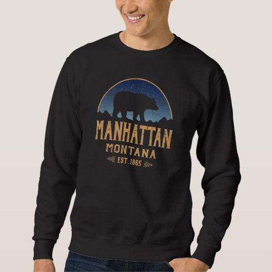 Sweatshirt Manhattan Montana MT Big Sky Country Bear & Mounta (Devant)