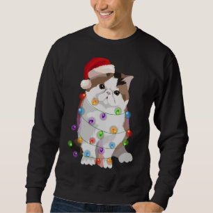 Sweatshirt Manteau Exotique Chat Feux de Noël Joyeux Noël Cha