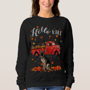 Sweatshirt Maple German Shepherd Leaf Automne Automne Rouge T