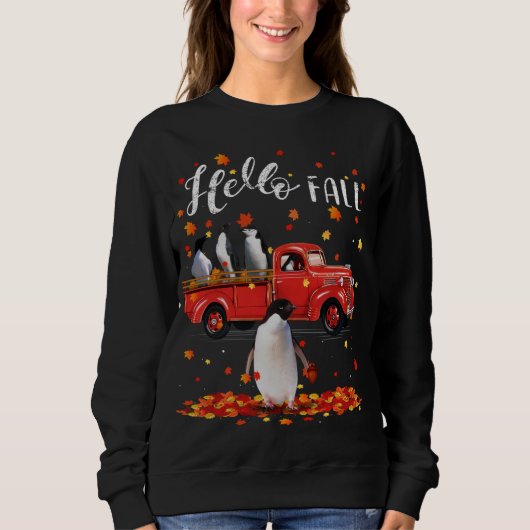 Sweatshirt Maple Penguins Leaf Automne Camion rouge Automne (Devant)