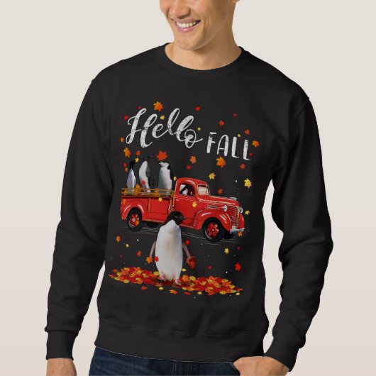 Sweatshirt Maple Penguins Leaf Automne Camion rouge Automne (Devant)