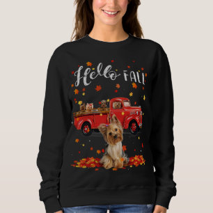 Sweatshirt Maple Yorkshire Terrier Doigt Leaf Automne Rouge T