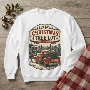 Sweatshirt Marché des Sapins de Noël Camion Rouge Vintage