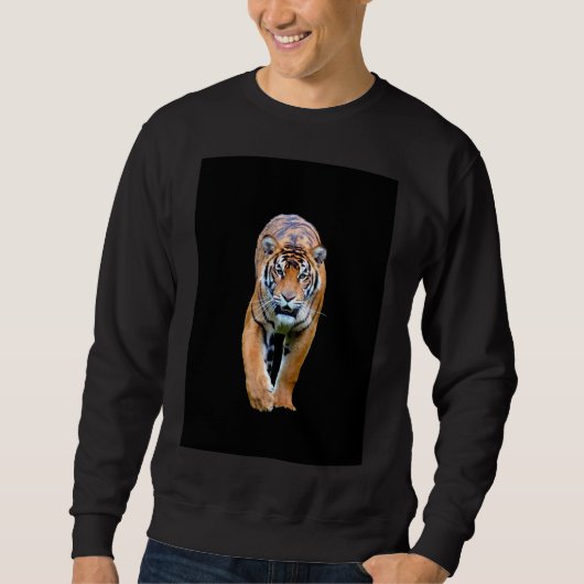 Sweatshirt Marcher Tiger Modèle Modèle Mens Noir de base (Devant)
