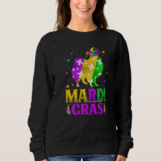 Sweatshirt Mardi Gras American Eskimo Dog Lover Carnival Jest (Devant)