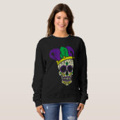 Sweatshirt Mardi Gras Cute Skull Jester Hat Masked Beads Fest (Devant entier)