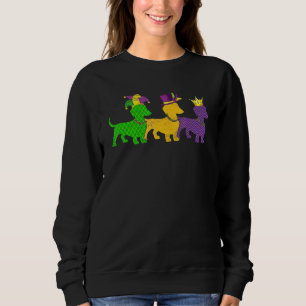 Sweatshirt Mardi Gras Dachshund Beads Festival Jester Casquet