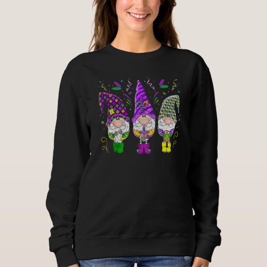 Sweatshirt Mardi Gras Gnomes Drôle Jester Casquette Gnomes Ho (Devant)