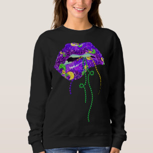 Sweatshirt Mardi Gras Lèvres Costume Queen Carnival Purple &