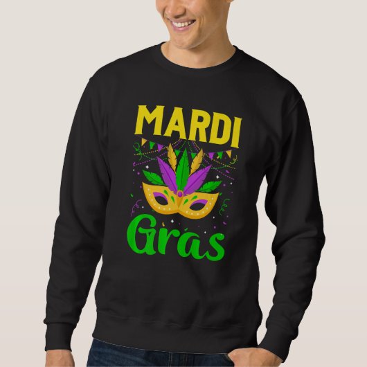 Sweatshirt Mardi Gras Mask Beads Carnival Costume New Orleans (Devant)