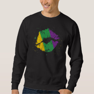 Sweatshirt Mardi Gras Pour Femmes Costume Baiser Lips Reine C
