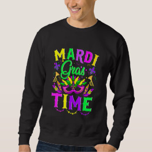 Sweatshirt Mardi Gras Time Feathered Krewes Mask Mardi Gras
