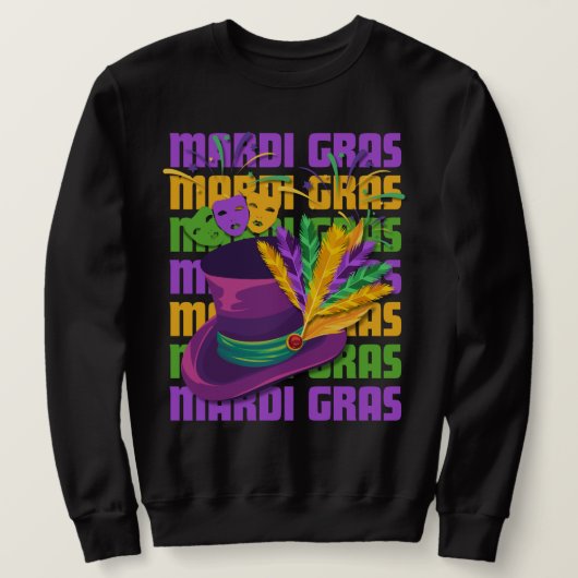 Sweatshirt MARDI GRAS Top Hat Feathers (Design devant)