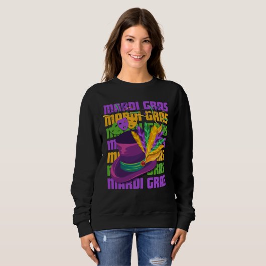 Sweatshirt MARDI GRAS Top Hat Feathers (Devant entier)