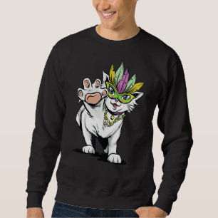 Sweatshirt Mardi Paw Gras Funny Migny Amoureux des chats Mask