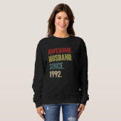 Sweatshirt Mari génial depuis 1992 30 Mariage anniversaire (Devant entier)