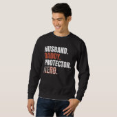 Sweatshirt Mari Papa Protecteur Héros Papa Fier Drapeau Améri (Devant entier)