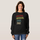 Sweatshirt Mari Retro Incroyable Depuis 2002 20 Ans de Mariag (Devant entier)