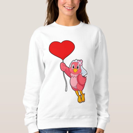 Sweatshirt Mariée oiseau avec voile et ballon en forme de cœu (Devant)